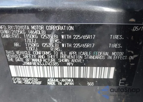 2018 Toyota Rav4 Xle z USA, uszkodzony, nr VIN JTMRFREV3JJ742385